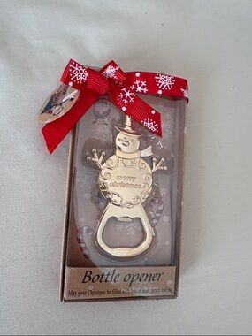 Gold Snowman Bottle Opener – Holiday Home Accessory
